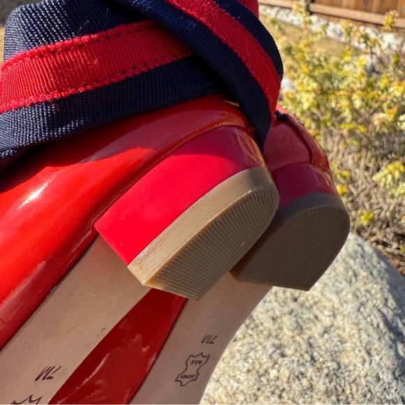 Tory Burch Maritime Women’s Ankle Wrap Ballet Flats Red Patent Leather Size 7 - Picture 8 of 12